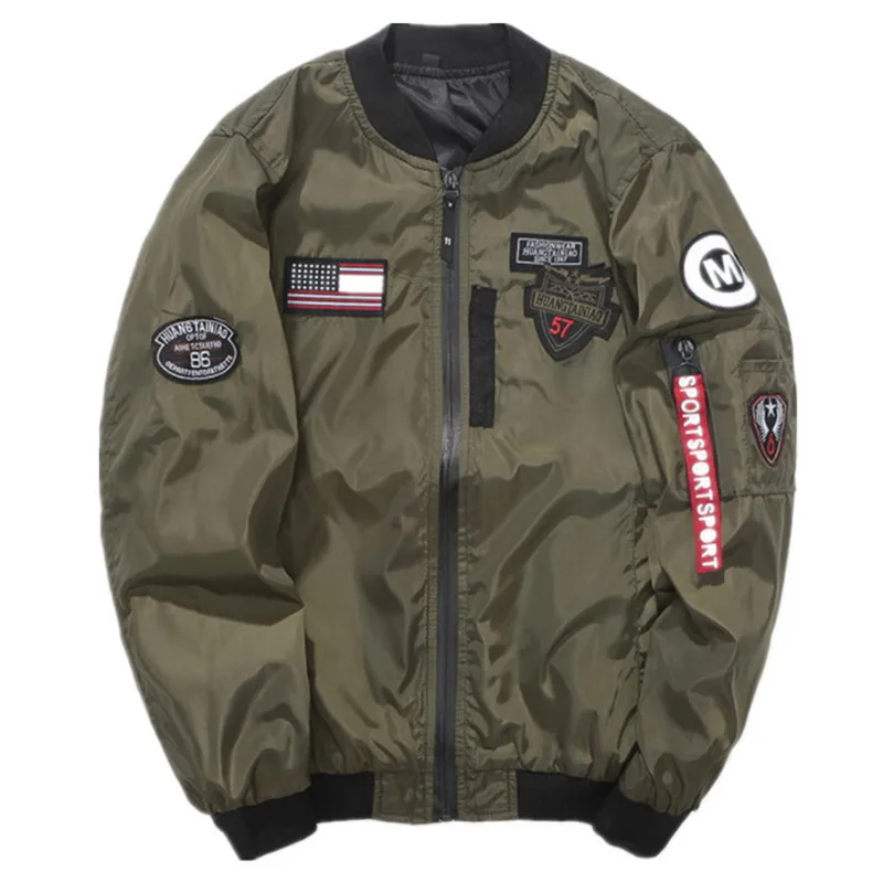 Casual Army Green Jacket With Patches Jacket Alpha Industries