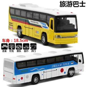 

18cm Dream Tour bus Diecasts & Toy Vehicles Toy Car Model With Sound&Light&base Collection Car Toys Boy Children Gift