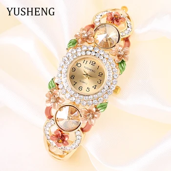 

2018 YUSHENG Brand Fashion Women Dress Watch Gold Silver Stainless Steel High Quality Female Quartz watches Lady Wristwatch