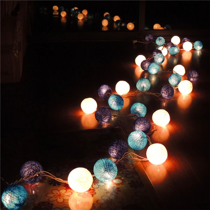 Luminaria 2m 20pcs Cotton Balls LED String Light Christmas Party Fairy
