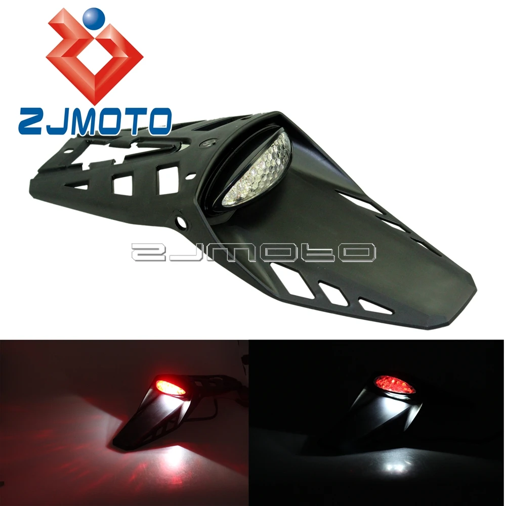 Universal Dirt Bike Rear Fender LED Stop Tail Plate Light Lamp Tail