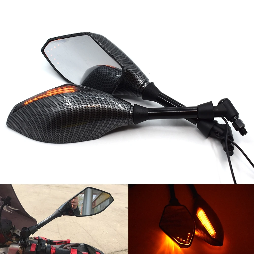 

Motorcycle Rearview Mirrors Black With LED Turn Signal Integrated Mirrors For Suzuki GSXR1300 GSX650F GSX1250 TL1000R GSF1250