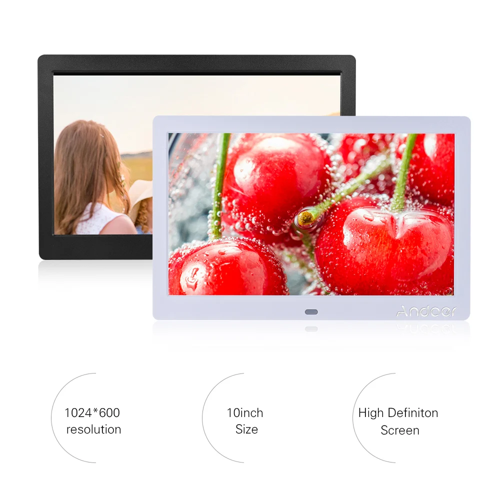 Andoer 10 дюймов ips цифровая фоторамка 2,4 г ультра-чувствительный дистанционный Управление с MP3 MP4 рисунок Игрок Будильник/календарь