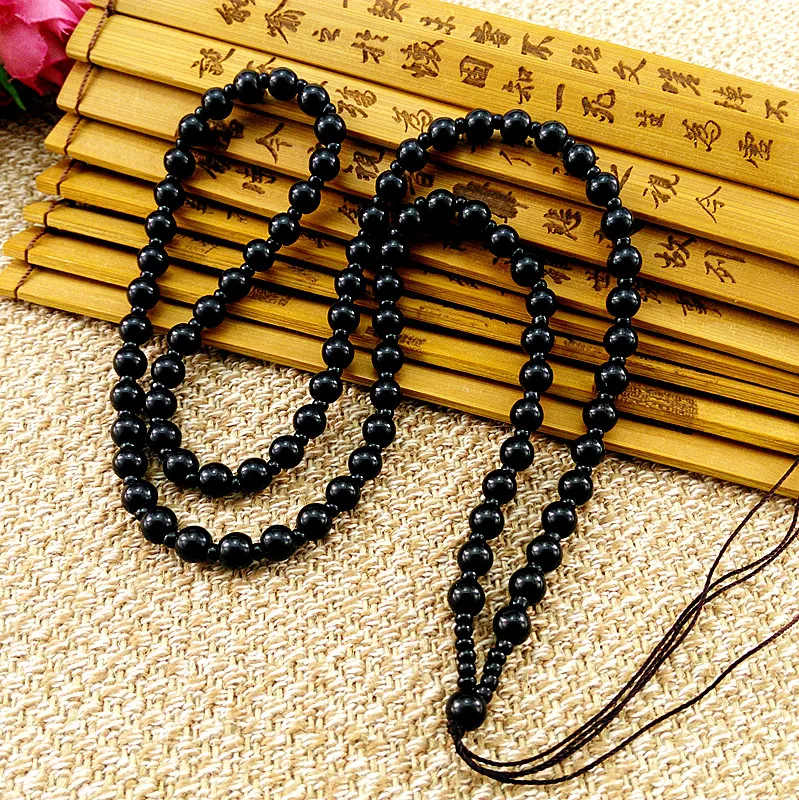 

2pcs Hand Knited Necklace silk thread knot cord beads For Pendant- black bead OR tea bead