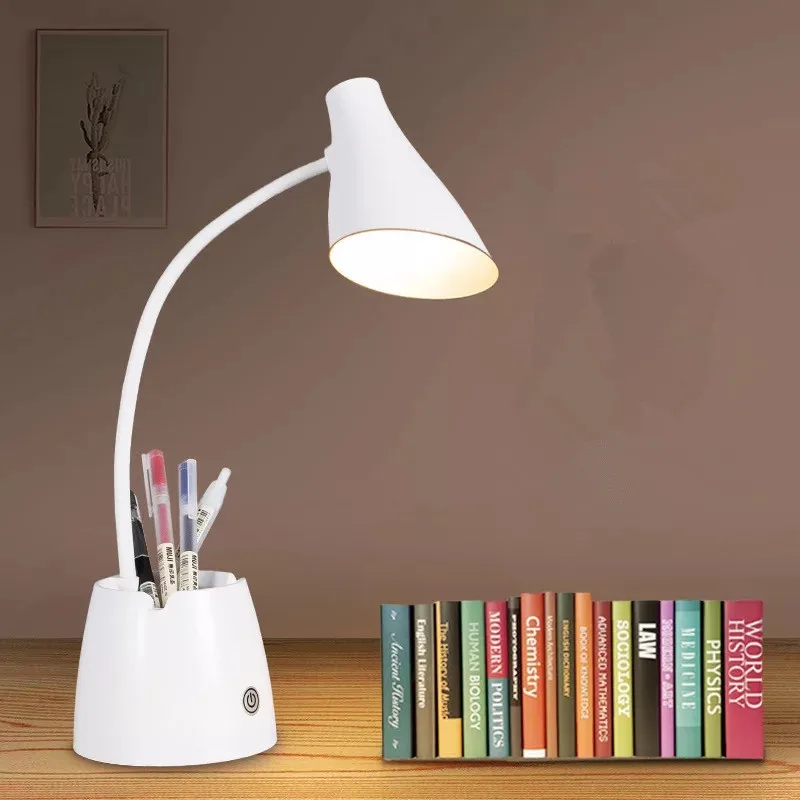 

HAWBOIRRY LED touch on/off switch 3 mode mobile phone bracket desk lamp eye dimming rechargeable USB LED pen holder desk lamp