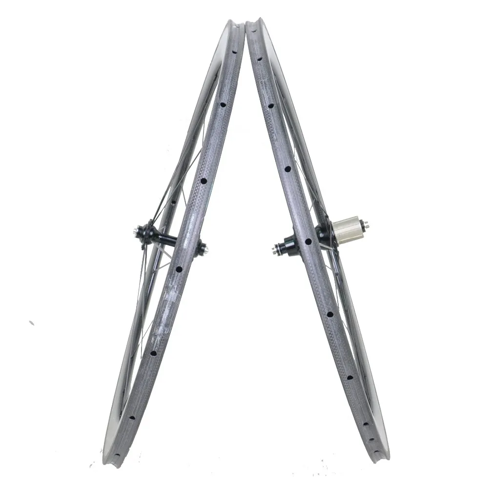 Perfect WINCE DengFu 700C Carbon Road Wheel 21mm Width 56mm Tubelar Basalt Braking Surface with Full Carbon Spokes 5