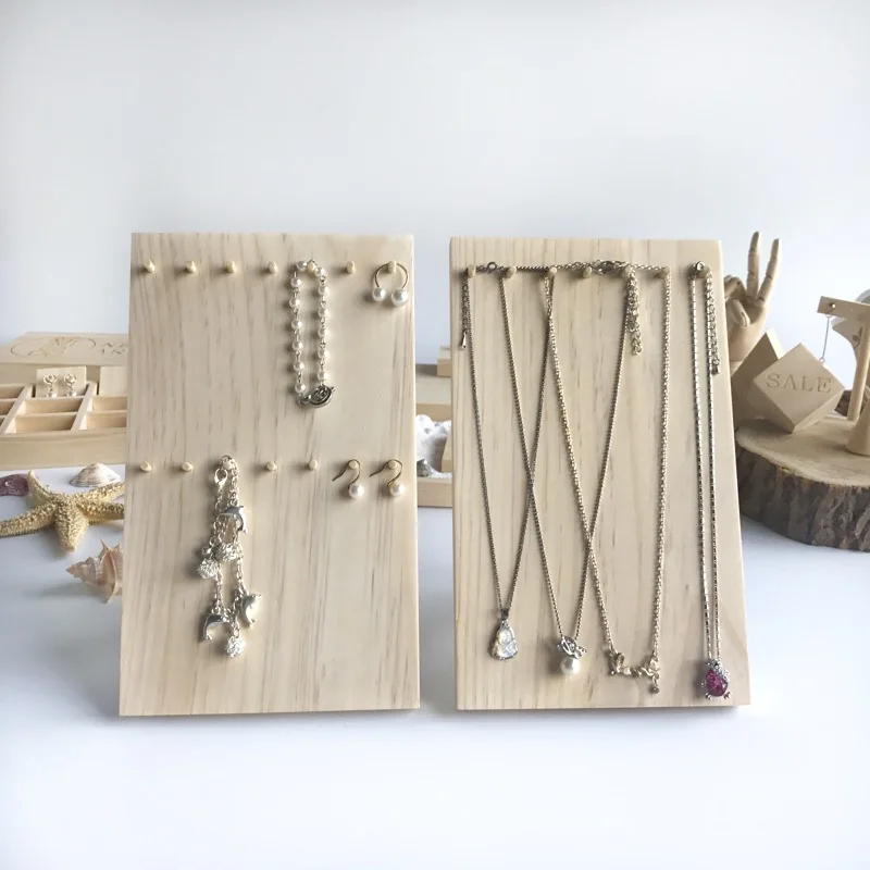 

Solid Wood Hang up Jewelry Display Holder Necklace Chain Bracelets Display Stand Jewelry Storage
