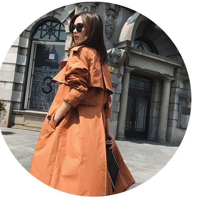 Весна Осень женский Повседневный Модный классический Тренч женский двубортный офисный женский пиджак свободная одежда FY02 - Цвет: Orange