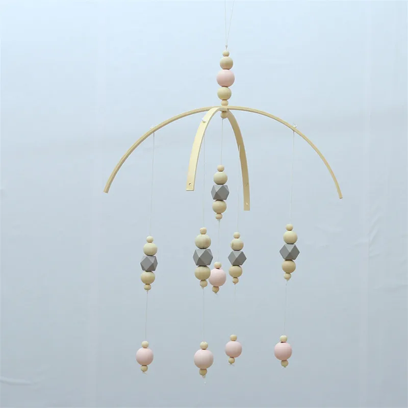 Gray Pink 1 шт. новые деревянные бусины колокольчики в скандинавском стиле Колокольчик для детской комнаты кровать подвесной домашний декор палатка Декор реквизит для фотосъемки подарки - Цвет: Gray Pink
