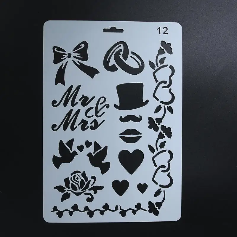 

Love Hear Bow Pattern Theme Hollow Ruler Stencil for DIY Scrapbooking Plastic Template Photo Album Drawing Painting Pochoir Tool