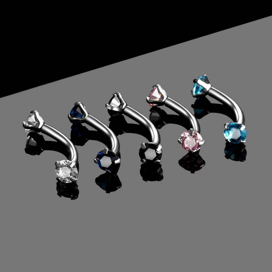 Piercing Jewelry Body Piercing Earrings Ear Piercing Jewelry Metal Jewelry Body Piercing Jewelry Body Jewelry 1PC Steel Crystal Gem Eyebrow Ring Tragus Helix Rook Earring Piercings Curved Banana Piercing Bijoux Lip Helix Rings 16G