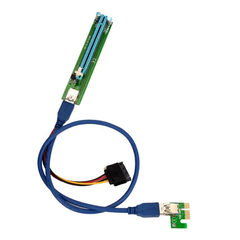 Заводская цена pci-e Экспресс 1X к 16X Extender Райзер адаптер карт с Molex 60 см USB кабель Прямая доставка