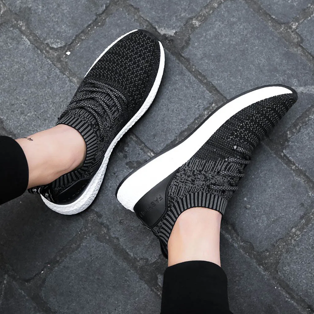 Men's Woven Breathable Sneakers Fashion Large Size Casual Shoes Running Shoes High Quality Soft Mesh Men Shoes 2019 Summer#w