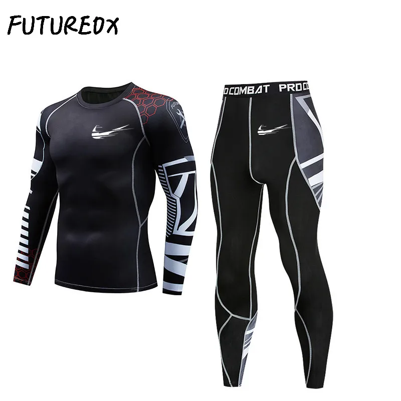 New men's thermal underwear set 2 sets of sportswear men's compression clothing Rashgard men's sports thermal underwear base
