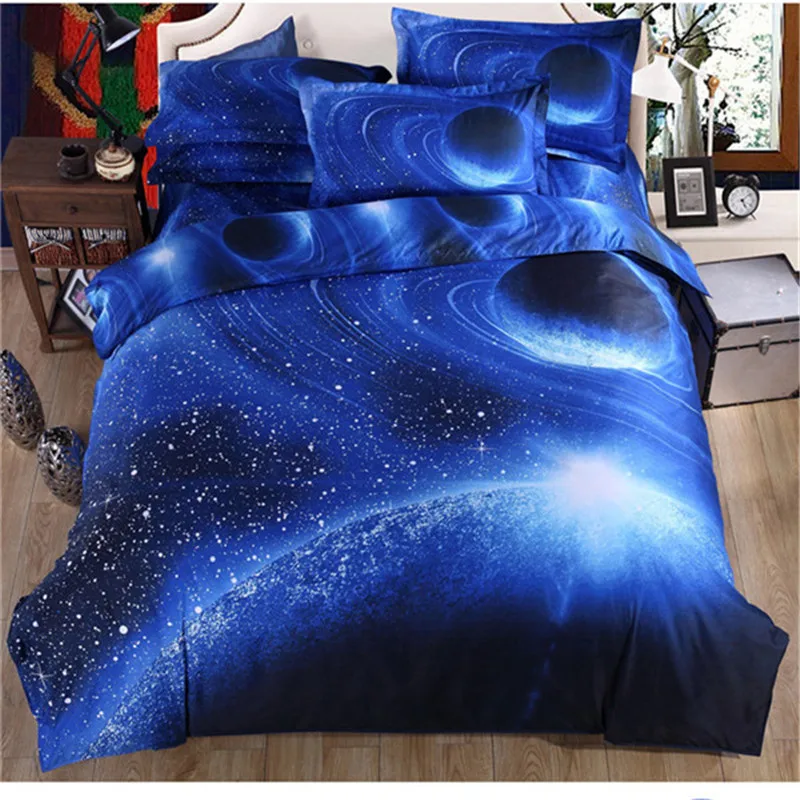 

Hot 3d Galaxy bedding sets Twin/Queen Size Universe Outer Space Themed Bedspread 2/3/4pcs Bed Linen Bed Sheets Duvet Cover Set