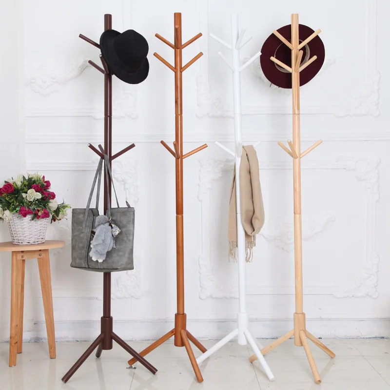 Solid wood floor coat rack Simple Assembly can be removed Triangle Base
clothes shelves hanger home storage bedroom furniture