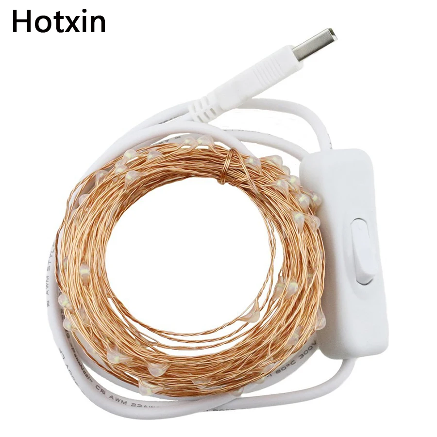 Goede 10 m 100 leds Waterdichte USB Koperdraad LED string lights met aan uit Schakelaar Vakantie Outdoor Kerstverlichting voor Christmas Party