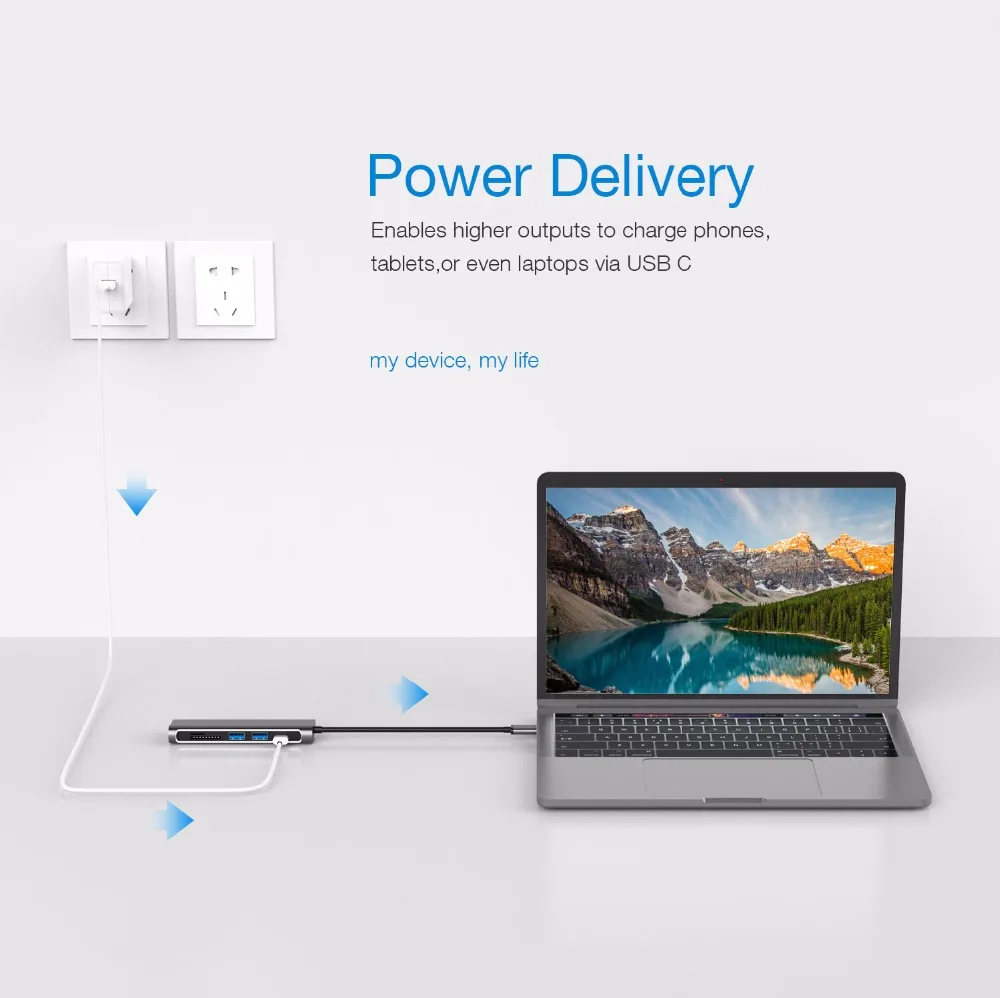 Док станция YUNCLOUD для ноутбука USB C к 3 0/HDMI/Кардридер/PD Зарядка MacBook Samsung Galaxy S9/S8 Huawei