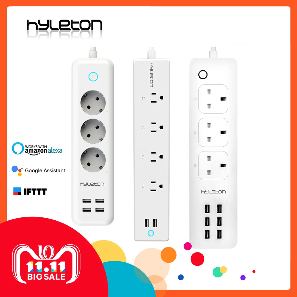 Hyleton wifi USB Power Strip smart US plug Overload Switch Surge Protector 4 Outlet 2 Port USB Charger 2m 15A wifi socket Hyleton wifi USB Power Strip smart US plug Overload Switch Surge Protector 4 Outlet 2 Port USB Charger 2m 15A wifi socket