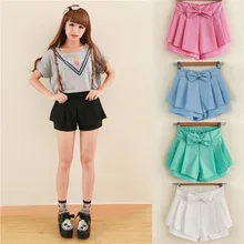 Милые женские летние повседневные шорты ярких цветов, шорты со складками с бантом, 5 цветов