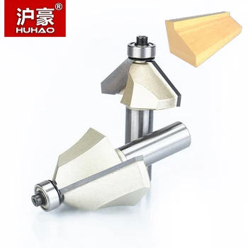 

HUHAO 1pcs 1/2" Shank Chamfer Cutter Router Bits for wood Horse Nose Bit 45 Deg CNC Woodworking Tools two Flute endmill