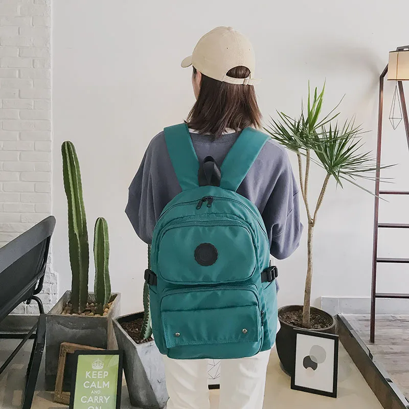 

fashion women cute solid color students school backpacks 2018 autumn new arrival pink casual female zipper shoulder bags