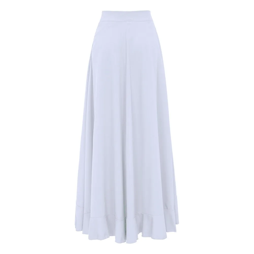 New Long Skirt Floor Length Ladies High Waisted Skirts Women Neon red white Black Saias Longa Femininas Formal Jupe Femme