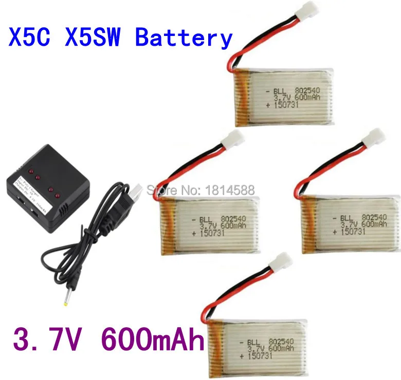 

3.7V 600mAh Lipo Battery For Syma X5SC X5C X5 X5C-1 H5C V931 SS40 FQ36 T32 T5W H42 RC Quadcopter Battery Parts