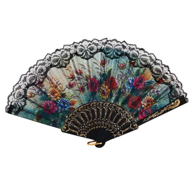 

Spanish European Flower Folding Fan Hand Fan Bring You Cool Winds In The Summer Beautiful Looking Style Elegant Folding