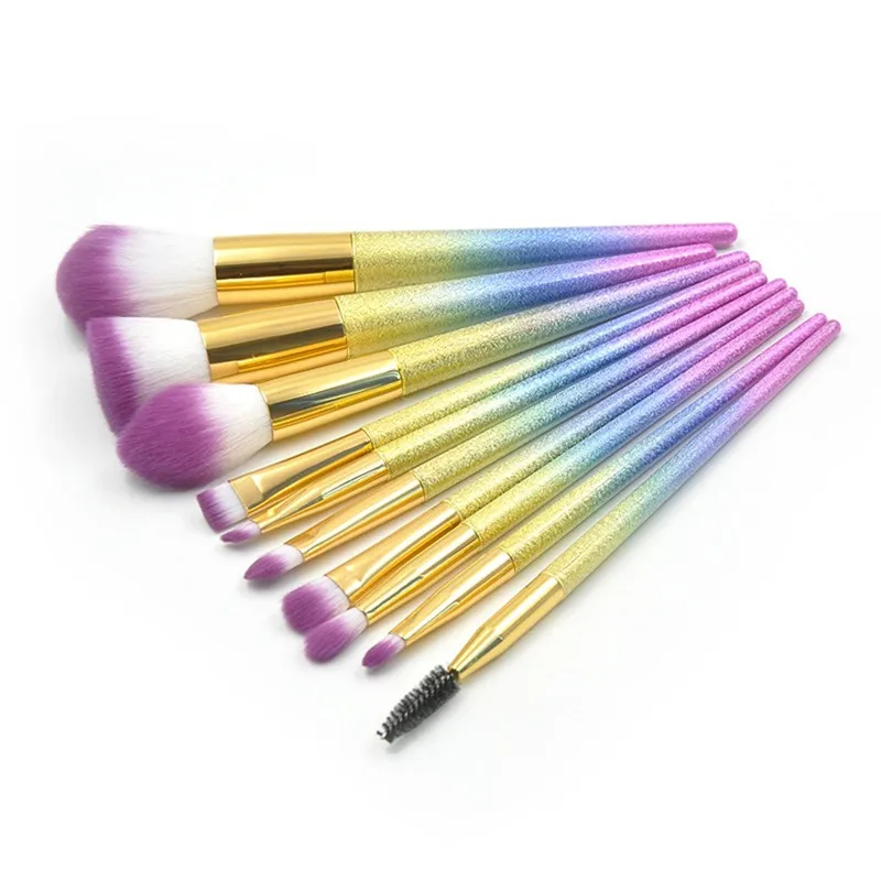 10 Pcs  Diamond Matte Taper Handle Powder Eye Brush Makeup Brush Set Makeup Tool 121#Xu5
