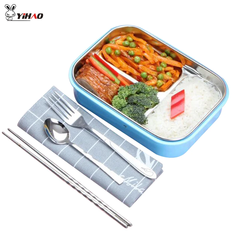 

YiHAO Stainless Steel And PP Leak-Proof Lunch Boxes, Lunch Boxes With A Spoon Convenient Student