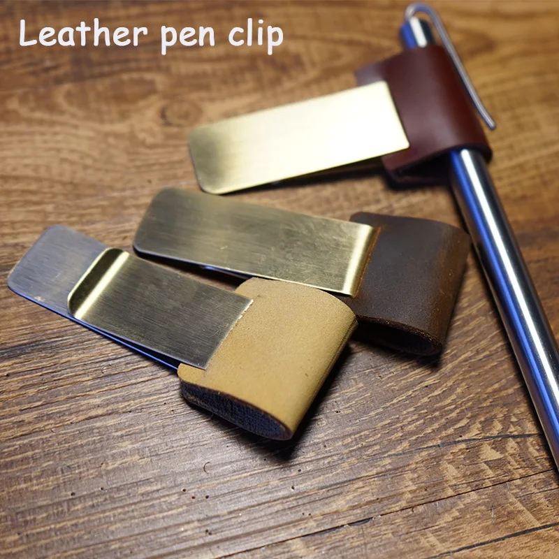 New klips Handmade Metal brass leather pen holder clip Vintage genuine