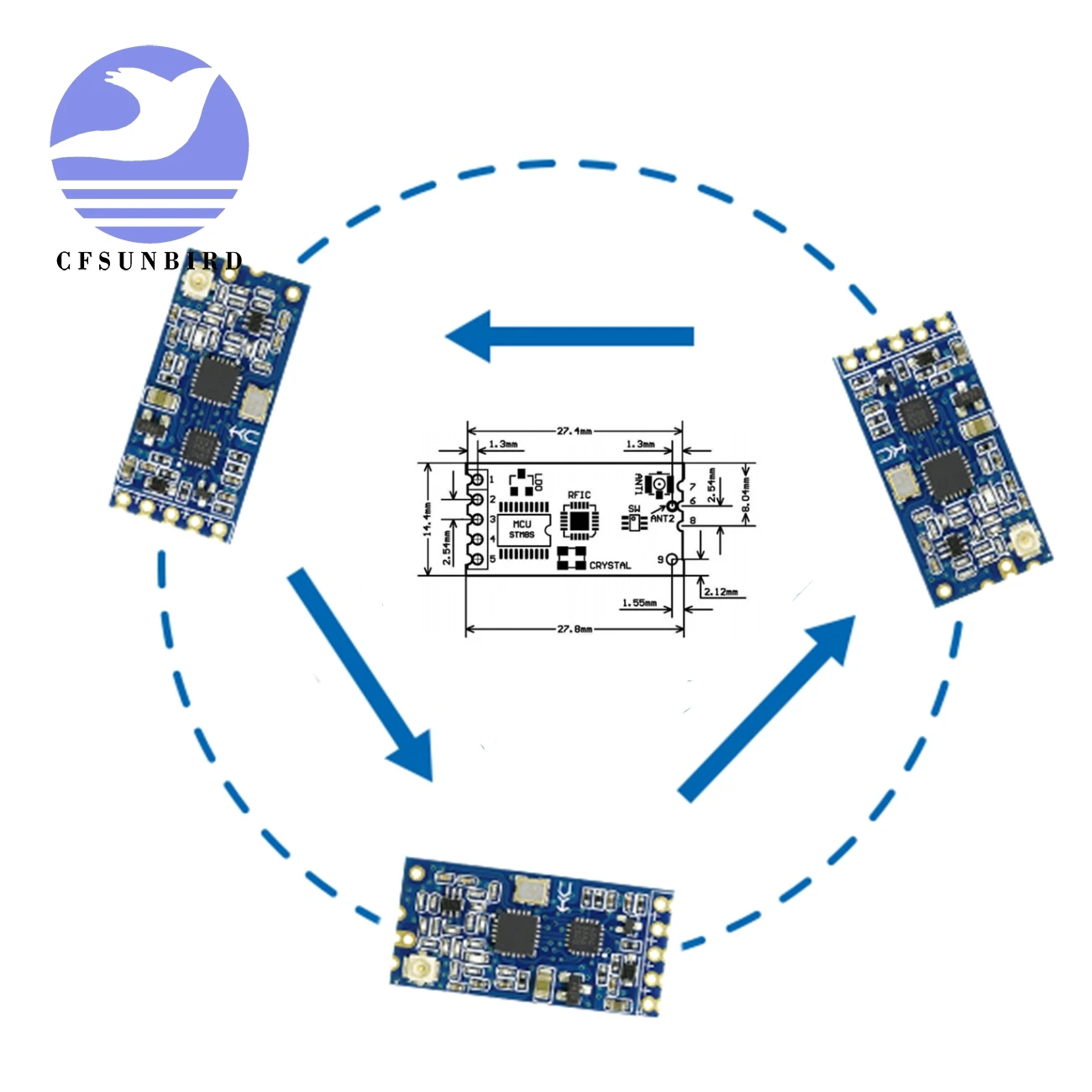 

433Mhz HC-12 SI4463 Wireless Serial Port Module 1000m Replace Bluetooth HC12