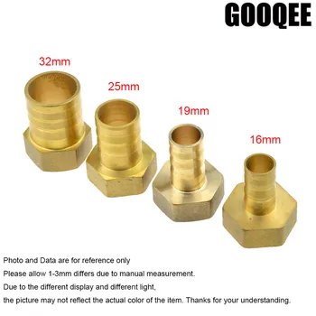 

1pcs Brass Hose Barb Fitting 16/19/25/32mm Barbed Tail 1" BSP DN25 Female Thread Connector Joint Copper Pipe Coupling Adapter