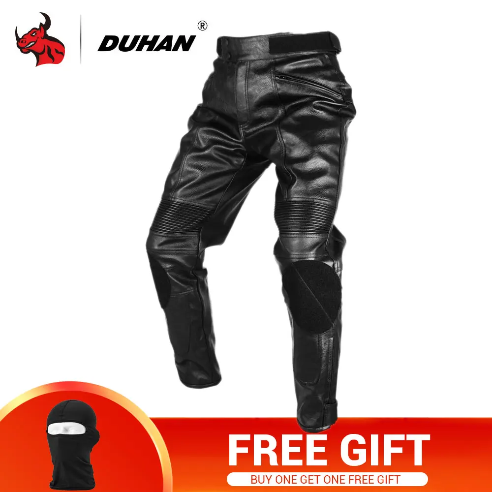 

DUHAN Motorcycle Trousers Motorcross Riding Protective Trousers Waterproof Windproof PU Imitation Leather Racing Sports Pants