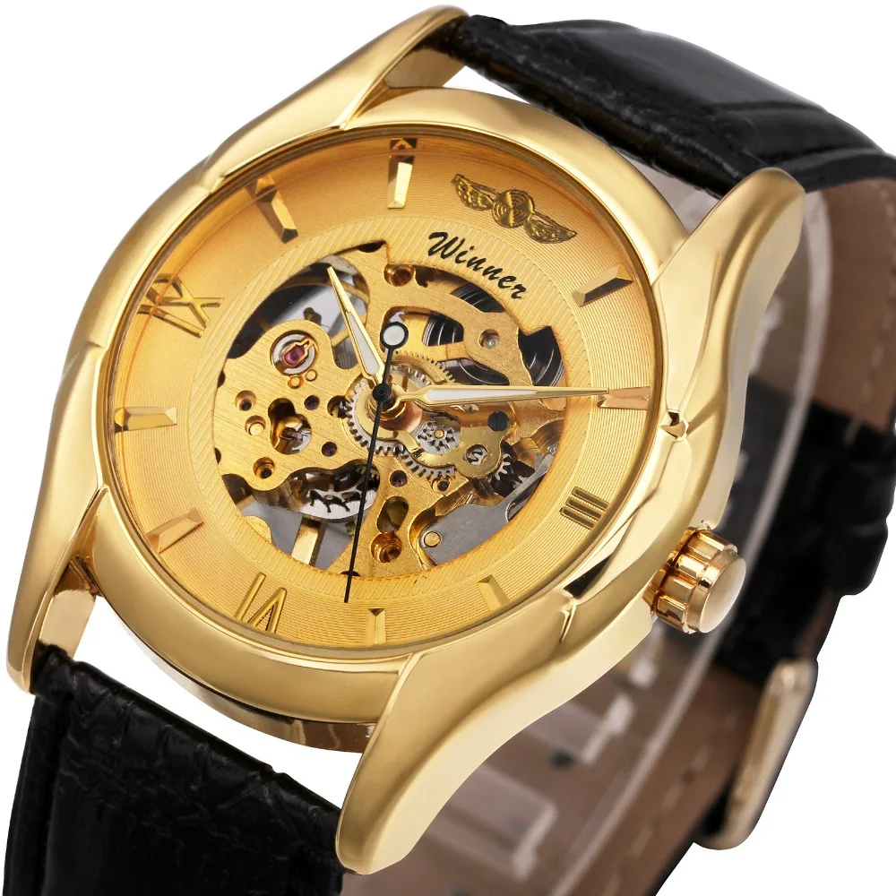 font b WINNER b font Luxury Women Mechanical Wrist Watches Leather Watchband Ladies Semi automatic