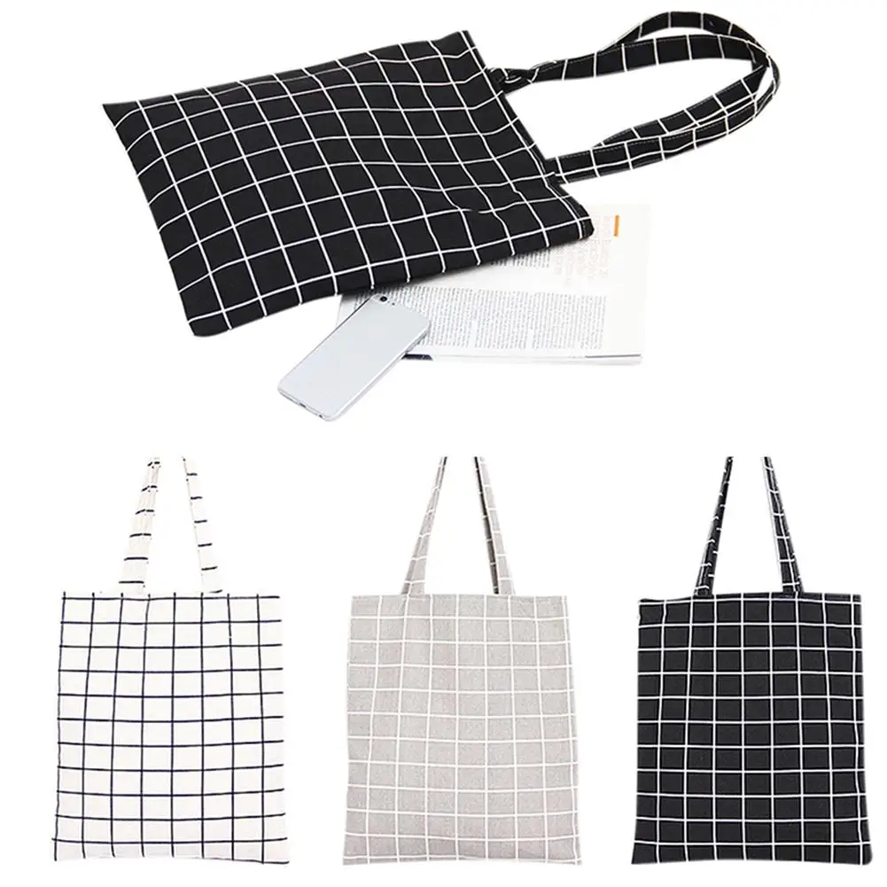 Banabanma Women Student Cotton Linen Fashion Plaid Shoulder Tote Handbag Eco Shopping Large Capacity Canvas Purse Pouch ZK25 Banabanma Women Student Cotton Linen Fashion Plaid Shoulder Tote Handbag Eco Shopping Large Capacity Canvas Purse Pouch ZK25