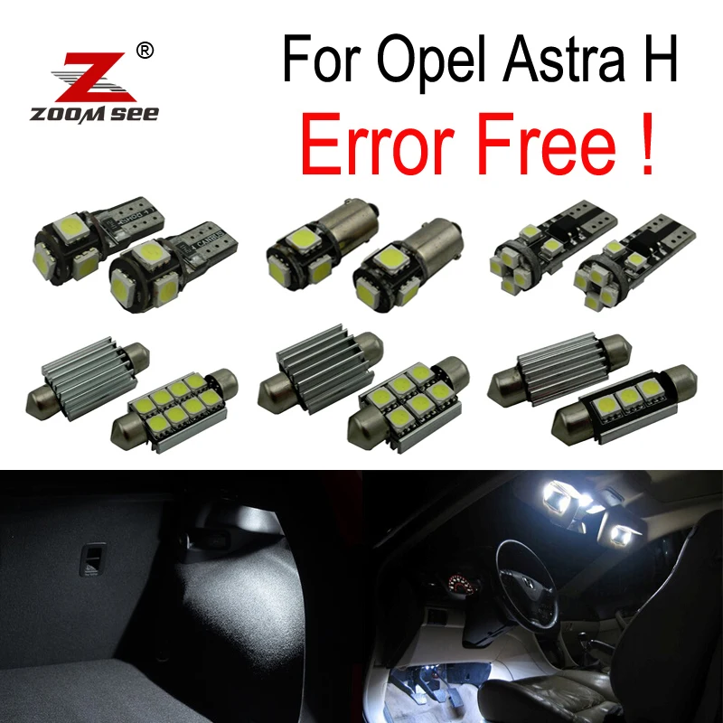 15pcs LED License plate light + Interior Lights bulb Kit for Opel Astra