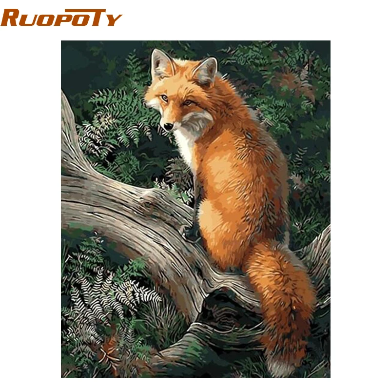 RUOPOTY рамка Лиса животные DIY Набор для рисования по номерам Современная Настенная