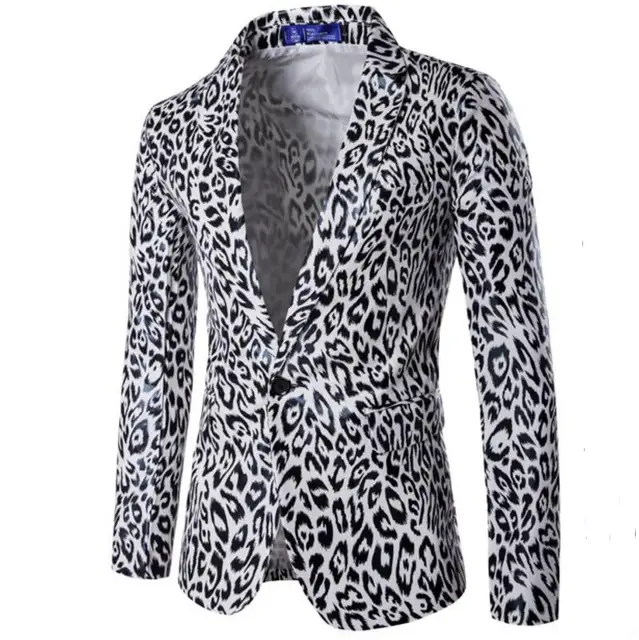 Mens Suits Spring New Menu0027s Fashion Trend Character Nightclub Leopard Print Mens Designer Blazers Jacket Suit