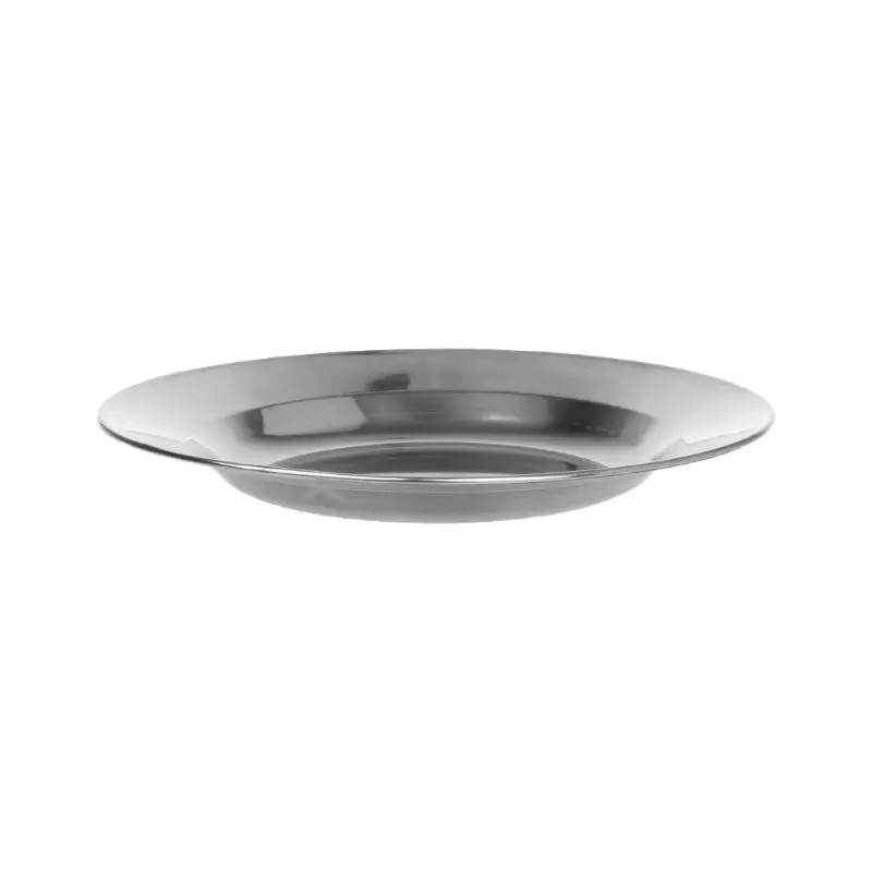 Круглая тарелка из нержавеющей стали, поднос для посуды, контейнер для еды, походная посуда для пикника 16-24 см - Цвет: 18CM