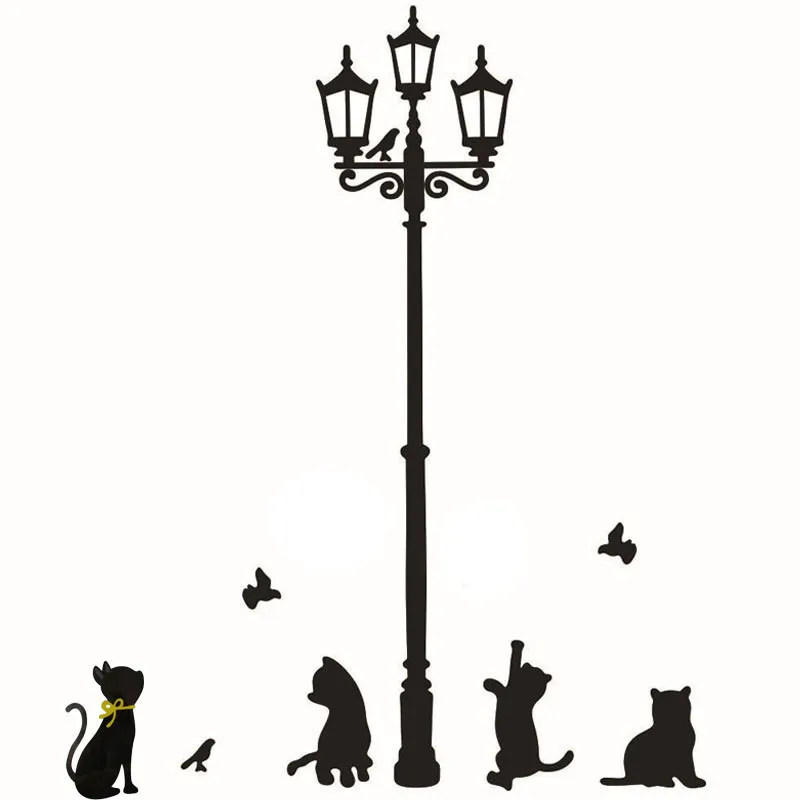 

Cats Street Lamp Lights Stickers Wall Decal Removable Art Vinyl Decor wall stickers bedroom Decorations for Home quotes #5