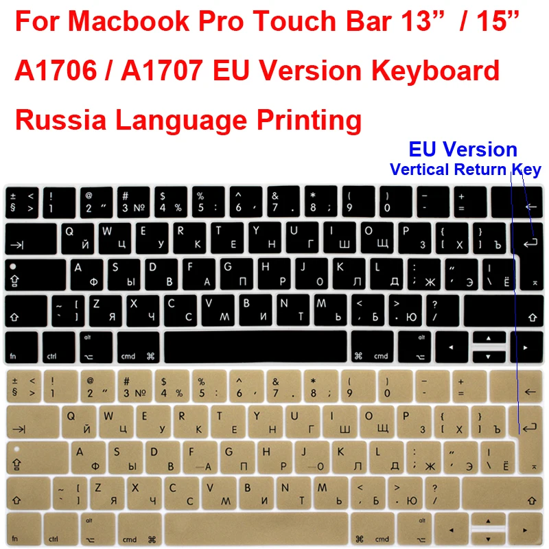 Чехол с русской клавиатурой для Macbook Pro Touch Bar 13 3 15 4 A1706 A1989 A1707 защита клавиатуры