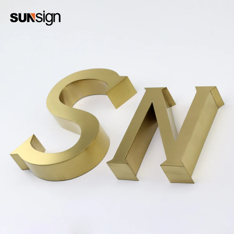 

316 golden brushed stainless steel sign lettering