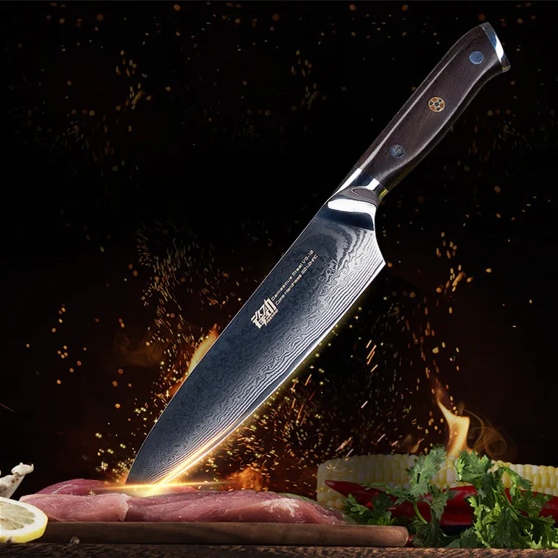 Ebony Handle 8 inch Vegetable Knives 67 Layer Damascus Steel Chef Knife Slicing Kitchen Knife Japan Professional Cooking Knives Ebony Handle 8 inch Vegetable Knives 67 Layer Damascus Steel Chef Knife Slicing Kitchen Knife Japan Professional Cooking Knives