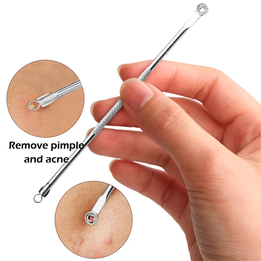 

Silvery Stainless Steel Blackhead Acne Pimple Blemish Extractor Remover Needles Face Skin Care Cleaner Tool Kit