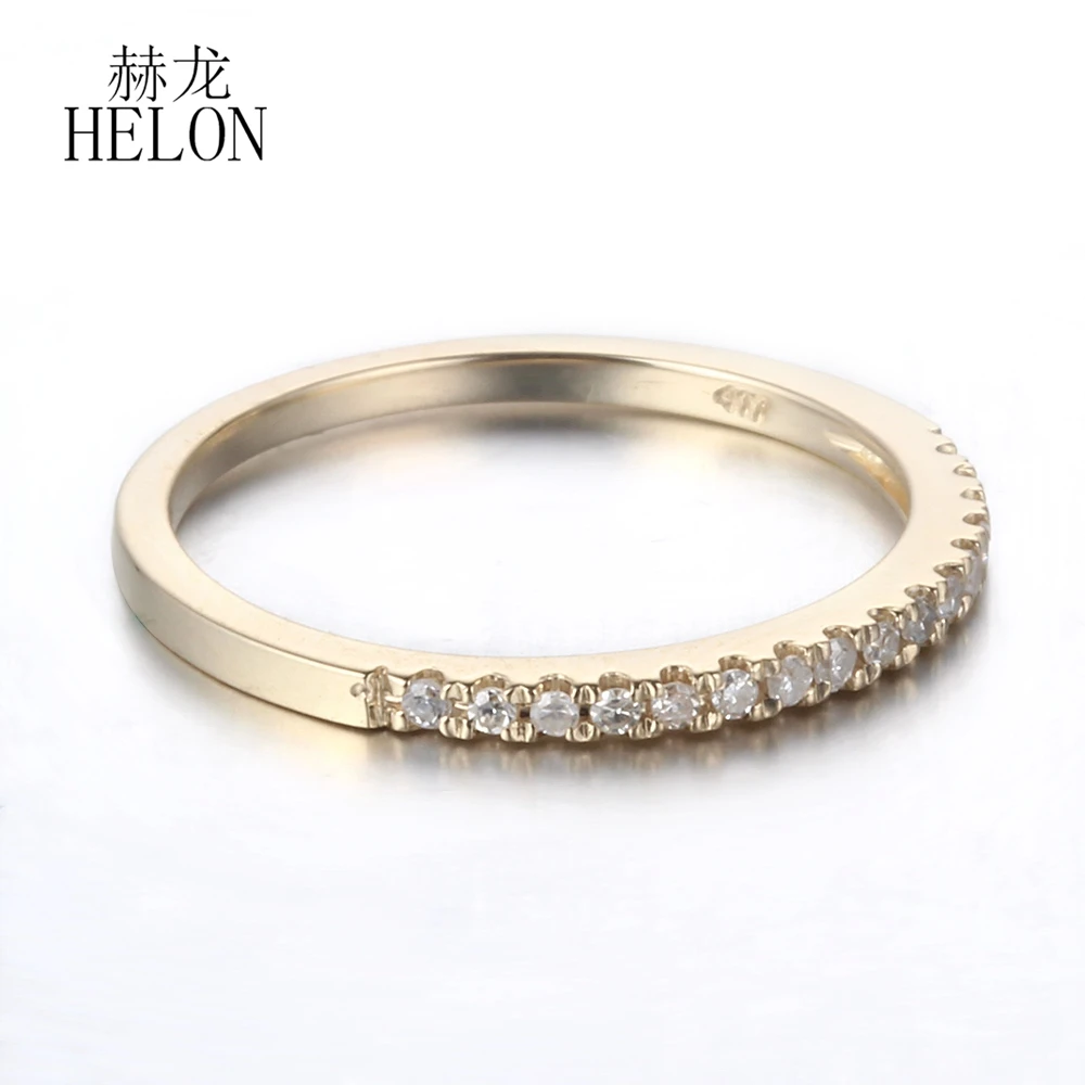 Обручальное кольцо HELON с натуральными бриллиантами, кольцо из твердого 10 К желтого золота с бриллиантами, обручальное юбилейное женское ювелирное изделие, хорошее кольцо