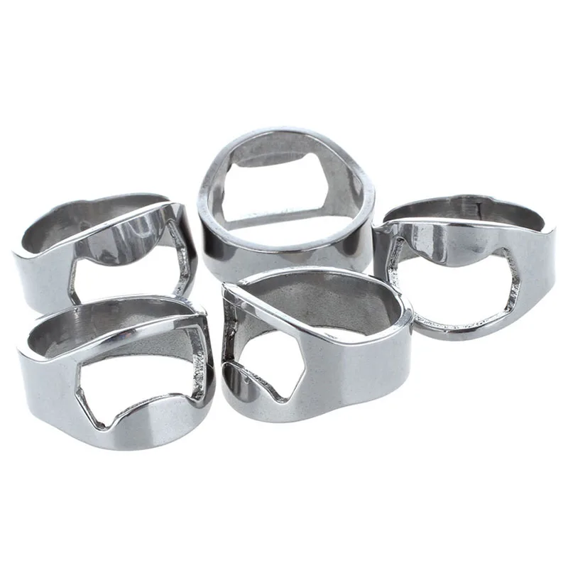 

5pcs Silver Stainless Steel Metal Finger Thumb Keyring Ring Beer Bottle Openers