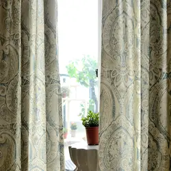 Европейский Простой Печатный жаккард хлопок шторы для Гостиная Спальня роскошные окна шторы плотные Домашний текстиль украшения