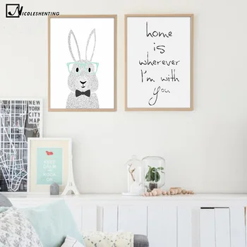 

Nordic Art Cartoon Rabbit Minimalism Canvas Poster Painting Motivational Wall Picture Print Modern Home Decoration Room Decor